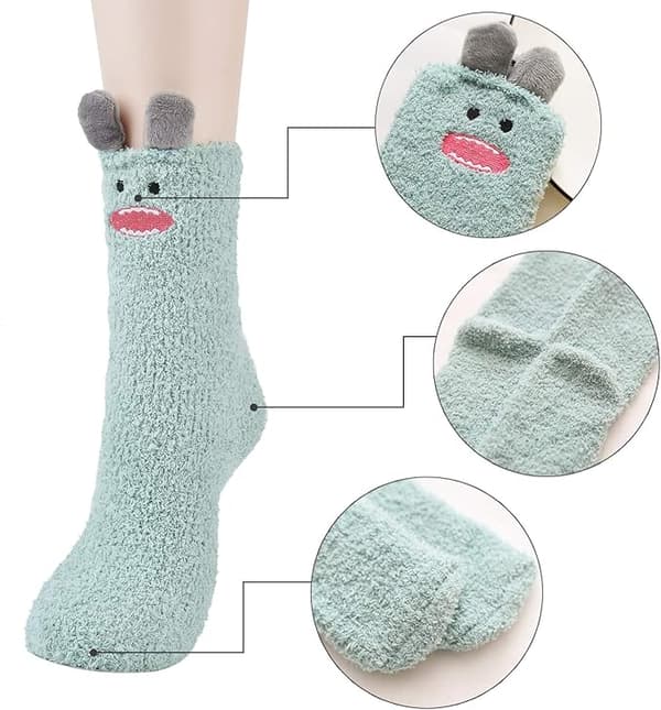 Plysjstrømper, fluffy sokker, sengestrømper, varme vinterstrømper for kvinner, julestrømper