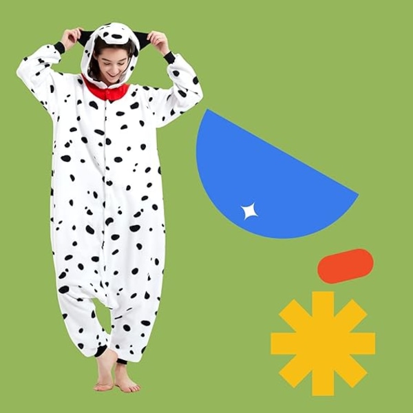 Unisex Vuxen tecknad kostym Halloween Jul Sovkläder Jumpsuit Onesies Plysch Cosplay Pyjamas Dalmatiner S