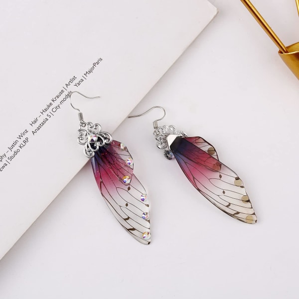 Heyone Butterfly Wing Drop Dingle øredobber Gullbelagt krystall Rhinestone for kvinner jenter bryllup smykker