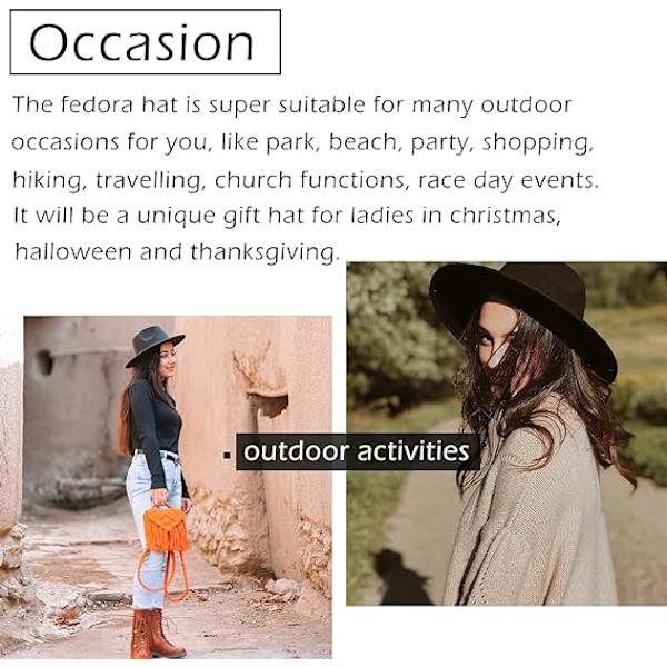 Naisten Huopa Fedora Hat Laaja Reuna Panama Hat Tassel