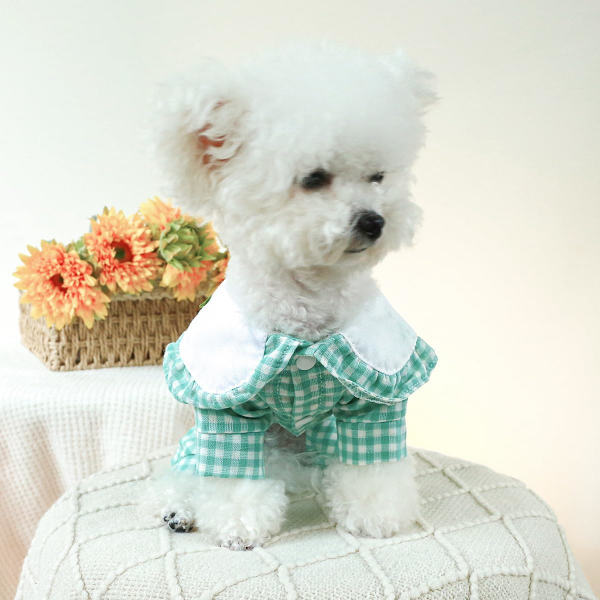 Hundkläder Valp Pyjamas Jumpsuit Outfit Hund Overall Tröjor Rutigt Mönster Morot Kanin Kostym Katt Kläder Chihuahua Yorkies Kläder   Grön XS