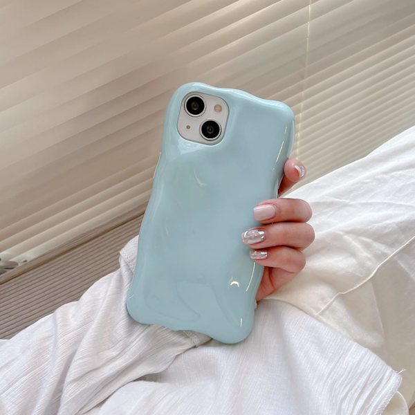iPhone 13 Pro -kotelo, söpö ja epätavallinen muotoilu, minimalistinen tyyli, 3D taivaansininen yksivärinen kotelo, iskunkestävä pehmeä TPU-suojakuori tytöille ja naisille