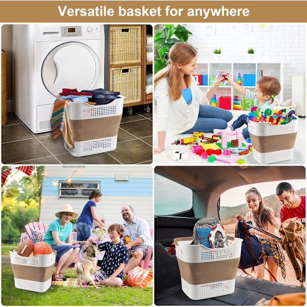Sammenleggbar plastvaskerihamper: Sammenleggbar vaskerihamper - Sammenleggbar pop-up vaskerihamper for vask og oppbevaring 43 liter (gull)