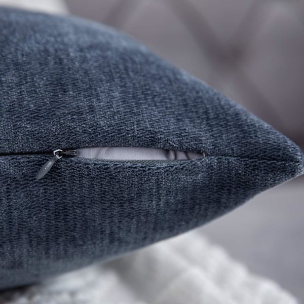 Blågrå pudebetræk 16x16 tommer sæt med 2 ensfarvede rustikke landlige dekorative pudebetræk firkantet pudebetræk til hjem sofa sofa dekoration