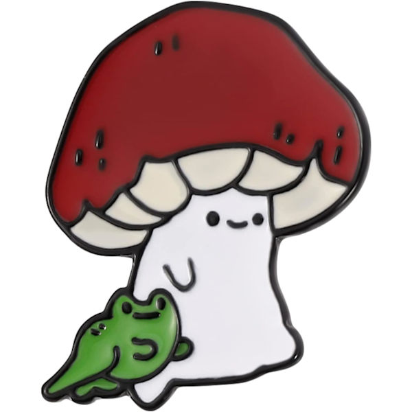 Svampe- og frø-emaljenåle - søde kawaii-natur-udendørs-reversnåle-badge-broche-nåle til kvinder