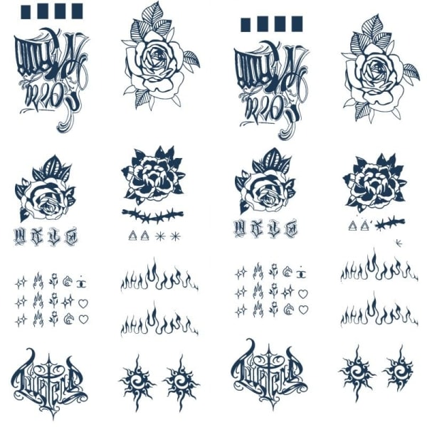 Blomsterarm Juice Tattoo Stickers Engelske bogstaver Mænd og kvinder Vandtæt Holdbar Simulering Urte Midlertidige Tatoveringer-3