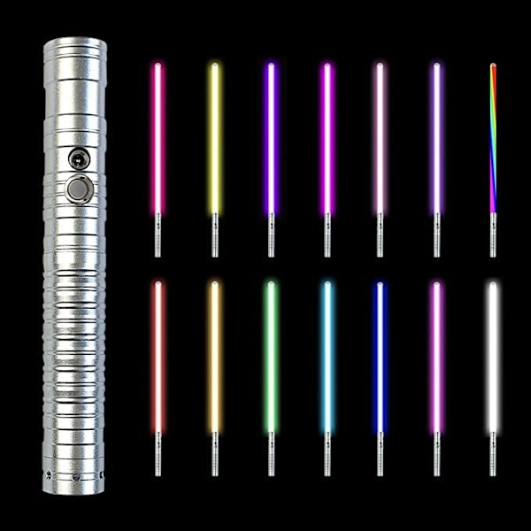 Ljusstarkt ljussvärd RGB 15 färger utbytbara elektroniskt ljussvärd ljud (1:a - silverfärgad) - WELLNGS