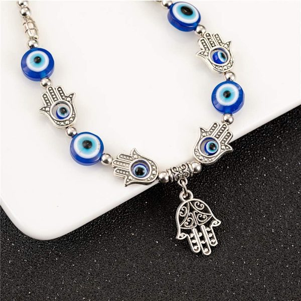 Onde øye Hamsa håndarmbånd for beskyttelse og lykke, håndlagde lenkearmbånd for kvinner menn tenåringsgutter jenter amulett smykker