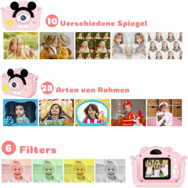 Barnkamera, Digitalkamera för barn, Kreativa presenter, 3-12-årig pojkekamera, med 32 G/1080P HD-kort