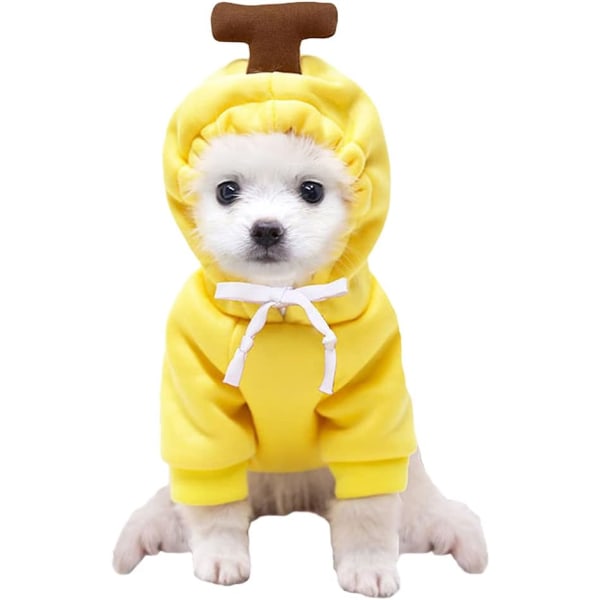 Husdjurskläder Hundtröjor Varm Sweatshirt Kappa Valp Höst Vinter Kläder Overall med Frukthuvud, Banan, M