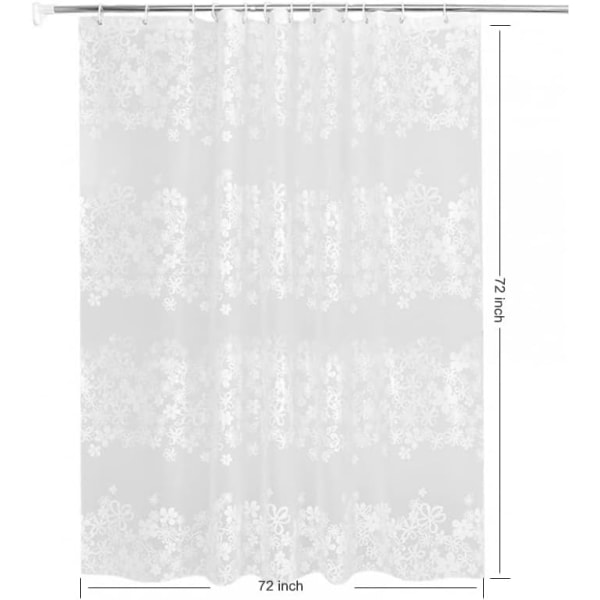 Harmaa kukkakuvioinen suihkuverhon vuori, 5G PEVA -suihkuverhon vuori, myrkytön hajuton muovinen vedenpitävä suihkuverho, 72x72 tuumaa