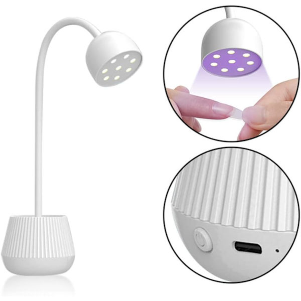 Mini neglelampe UV/LED neglehærdende lampe 8 lysperler hurtig tørring roterbar Hea
