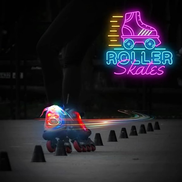 2 par 4 stk. LED lysende skolisser i 3 tilstande blinkende snørebånd til natfest,