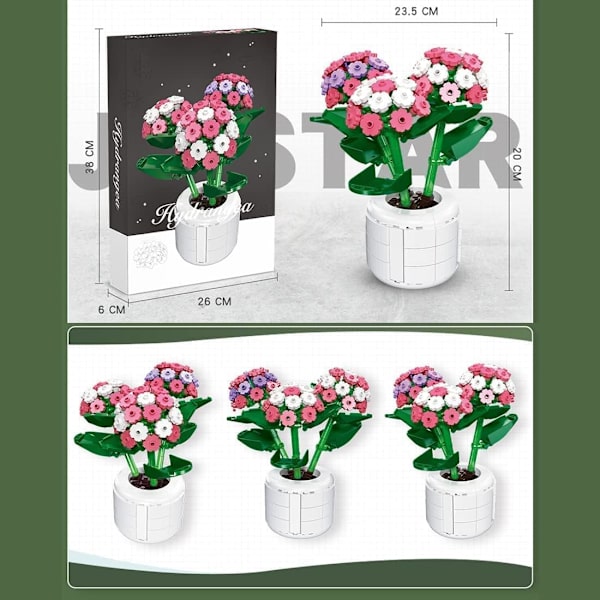 Blombukett Byggklossar Set, 361 Delar Bonsai Blommor Set, Kreativ DIY Konstgjorda Blommor Bonsai Konstruktion Leksak (92362)