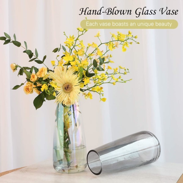 Glasvas, 8,7 tum Iridescent Crystal Ins Style Dekorativ Blomster Växt Knopp Kruka Behållare Hem- Iridescent