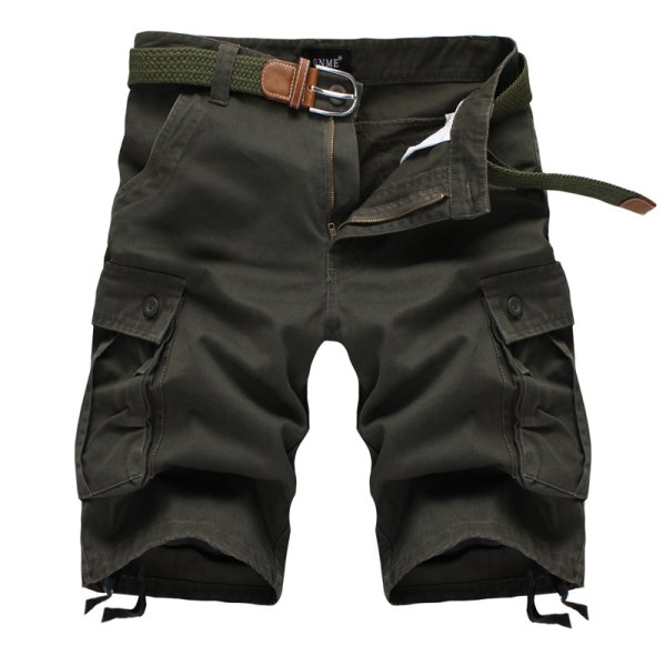 Mænds bomuldstwill cargo-shorts Klassiske afslappet pasform korte bukser med flere lommer Casual militære udendørs løse shorts