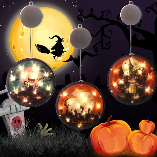 Halloween-dekorasjonslys Gresskar-atmosfærelys for festdekorasjon Halloween-lysende dekorasjonstatoveringer midlertidig for barn