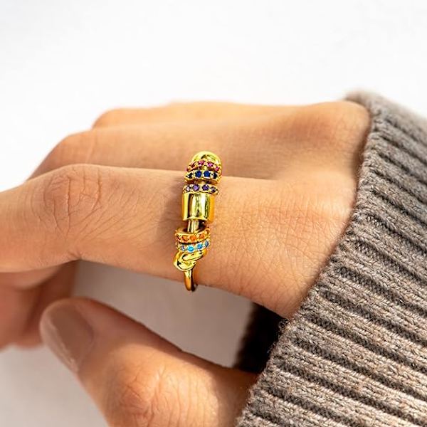 Fidget Ringe til Kvinder, Angst Ring til Kvinder, Guldbelagt Spinner Ring Angst Spinning Stresslindrende Ring til Kvinder