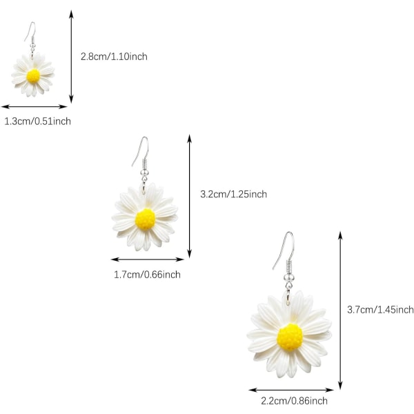 3 pairs Boho daisy earrings studs Sunflower Resin Studs Earrings Fashion Handmade Yellow Sunflower Dangle Earrings Jewelry Gift for Women Girls