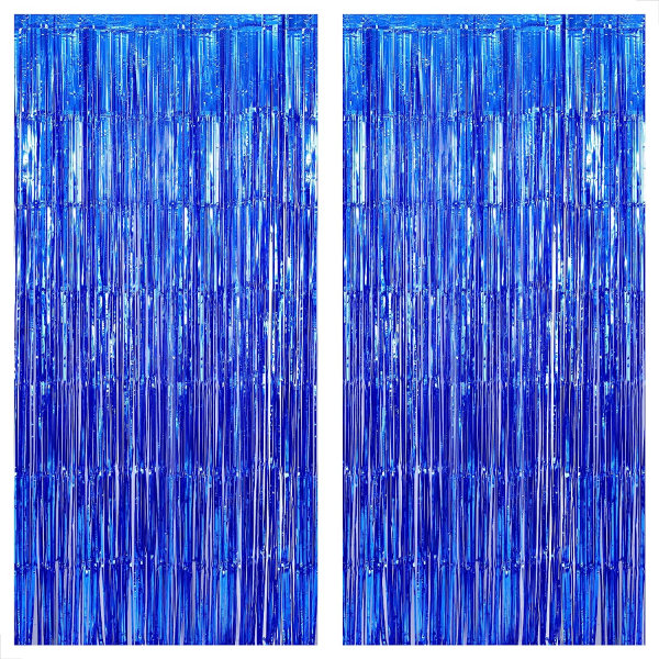 Blå tofsbakgrund 6,4x8 fot, 2-delat set Blå tofs Festdekoration Havsdekoration Blå tofs Gardiner Undervattensfestdekoration, blå
