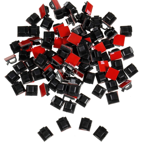 100 kpl Mini ulkokäyttöön tarkoitettuja kaapelikiinnikkeitä teipillä Valopidikkeet koristeklipsit Itsekiinnittyvä koukkulankapidike jouluun ja keijuvaloihin