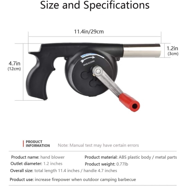 Manual Barbecue Blower，Barbecue Blower Fan，Suitable For Outdoor Cooking, Barbecue, Fireplace