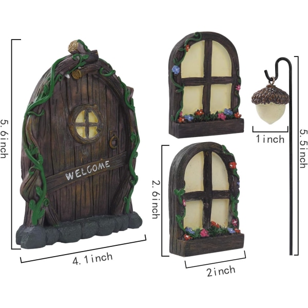 Julgransdekorerad Fairy Door - Mini Fairy Trädgårdstillbehör Utomhus dekorativa kit Stubb dekorativ dvärg