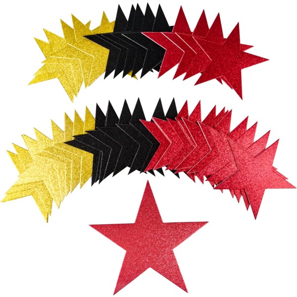 150 stykker glitterstjerneudskæringer skinnende papirstjerne konfetti papudskæringer Stjerner til opslagstavlestjerner (rød, sort, guld)Mærke: Jspupifip
