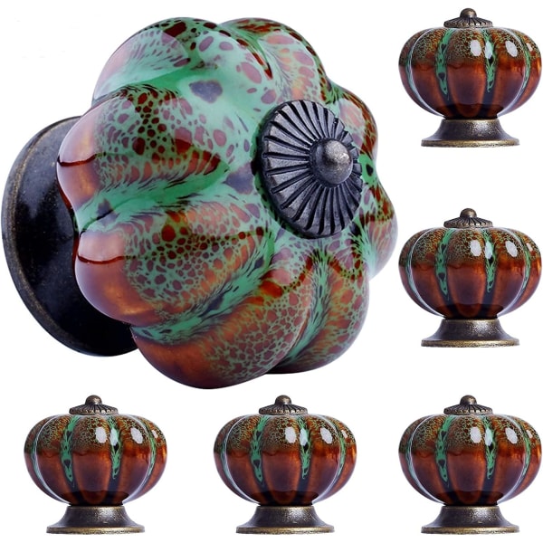 Lådknopp Keramiska knopp Skåpsknoppar 6 st Låddragglaserade keramiska knoppar med pumpaform för dekor Dörrdraghandtag för vintage
