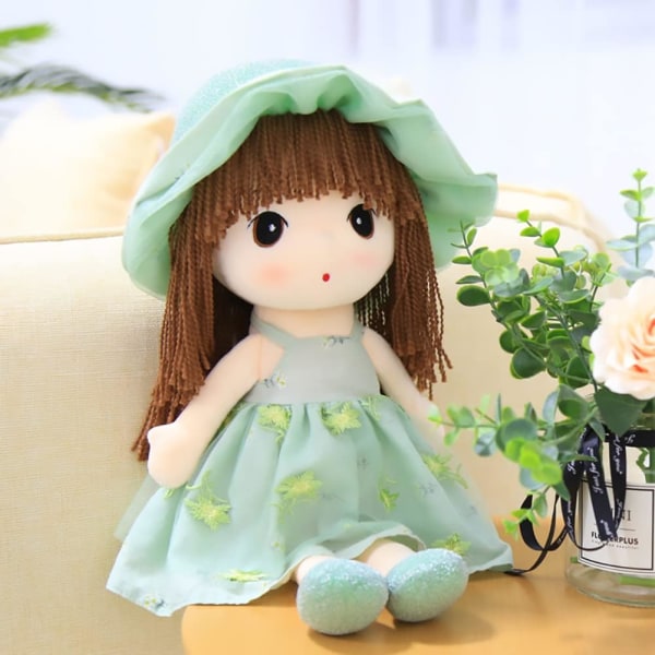 Kawaii Kukkakuningatar Pehmoinen Plussilelu Nuken Tyttöjen Lahja, 18 Tuumaa (Hattu-Vihreä)