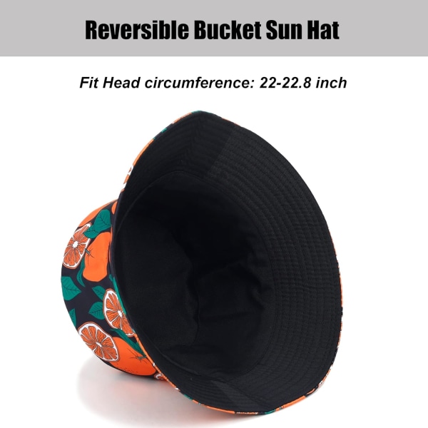 Arogheiz Bucket Hat for Women - Dobbeltsidig Solhatt - Reversibel Blomsterfrukt Trykk Fiskerhatt for Reise Strandfiske Basseng