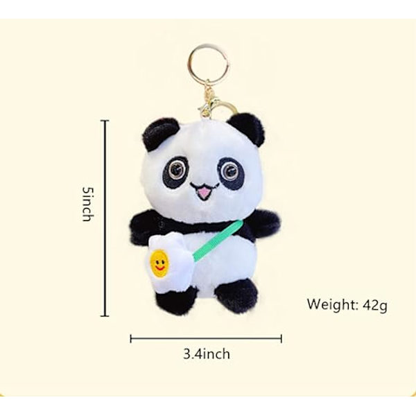 5\" Håndlavet Panda Plysdyr Nøglering Panda Rygsæk Nøgle Vedhæng Rund Bjørn Plys Charm Mode Gave til Kvinder