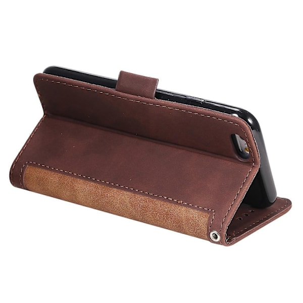 För iPhone 16e Fodral RFID-blockerande Plånboksställ Läder Telefonskal Multicolor Brown