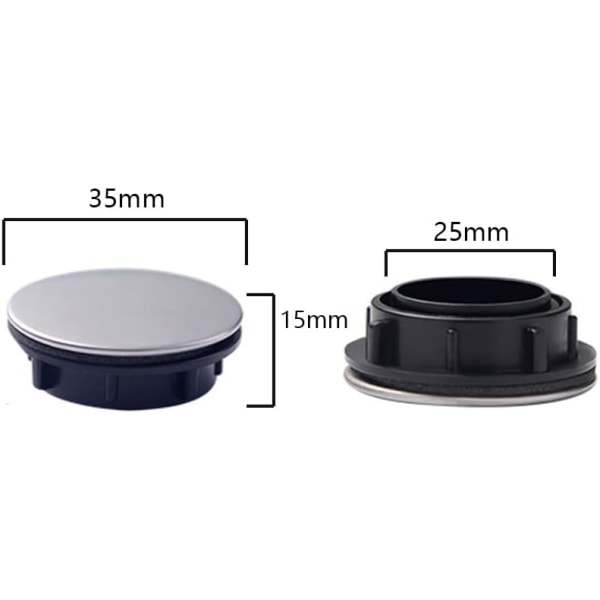 Set med 2 diskbänkshålskydd för köksdiskho, kranhålskydd, badrumskranhålskydd, rostfria diskbänksöverflödeskydd (35 mm)
