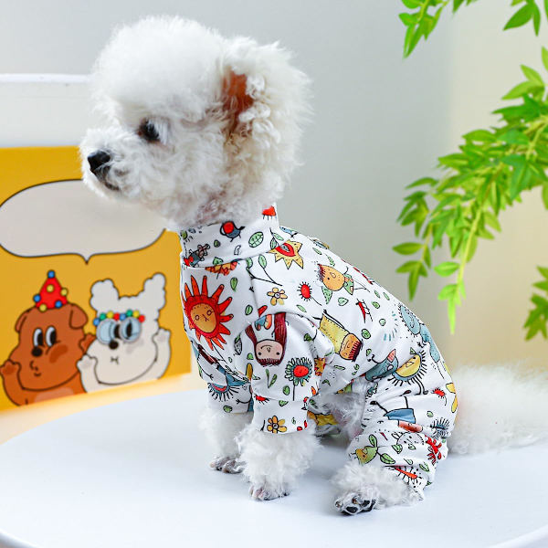 Hundtröjor Outfit för små hundar Jul Valp Pyjamas Hund Overall Blommig Jumpsuit Katt Tröjor Tröjor Lätt Husdjurskläder Sweatshirt M