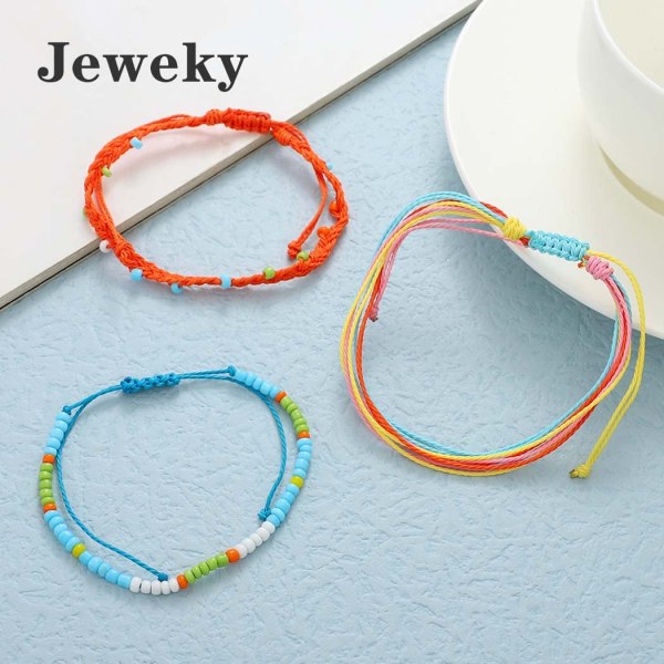 Boho Anklet Lagdelt Perle Anklet Armbånd Reb Ankelkæde Sommer Strand Fod Smykker til Kvinder