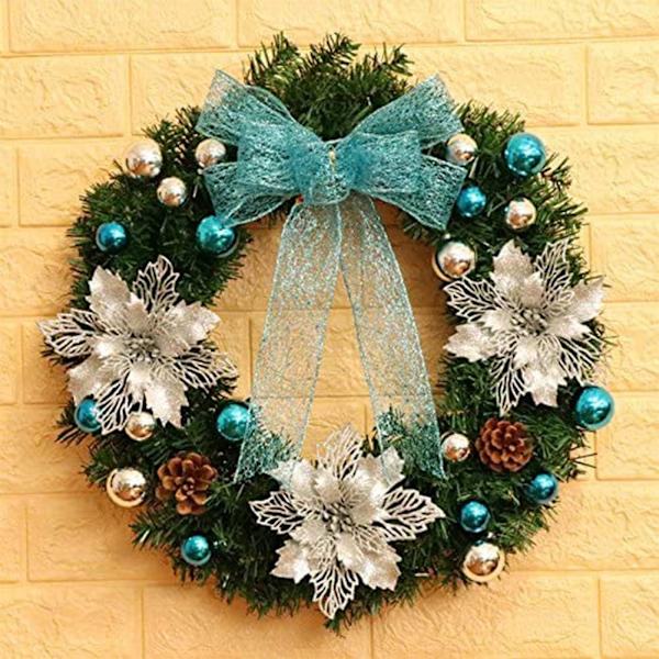 12 kpl DIY joulukuusen riipuksia joulukukat riipus koristeet joulukuuseen ja juhlakoristeet koriste Noel kuusi (hopea)