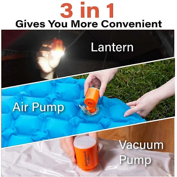 Pumpe 2 3-i-1 Bærbar Mini Elektrisk Pustemaskine USB Opladning Udendørs Luftpumpe Luftmadras Båd Støvsuger Camping Lanterne