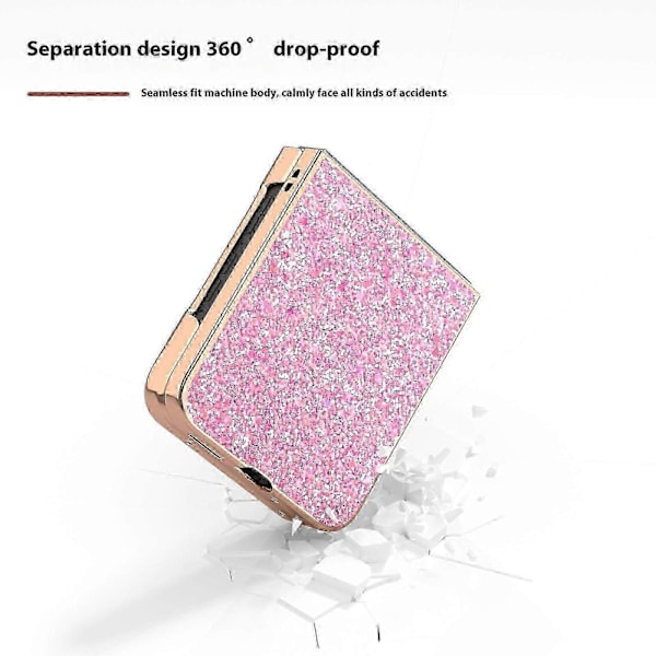 Til Motorola Razr 50 5g Etui Elektropletteret Telefoncover Farvet Glitter Design Pu+tpu Beskyttende Etui Rose Pink
