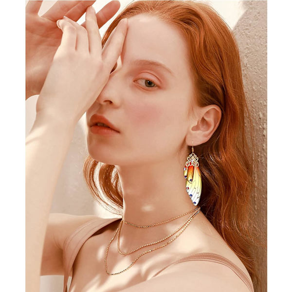 Heyone Sommerfuglevinge Drop Dangle Øreringe Guldbelagt Krystal Rhinestone til kvinder piger bryllup Smykker