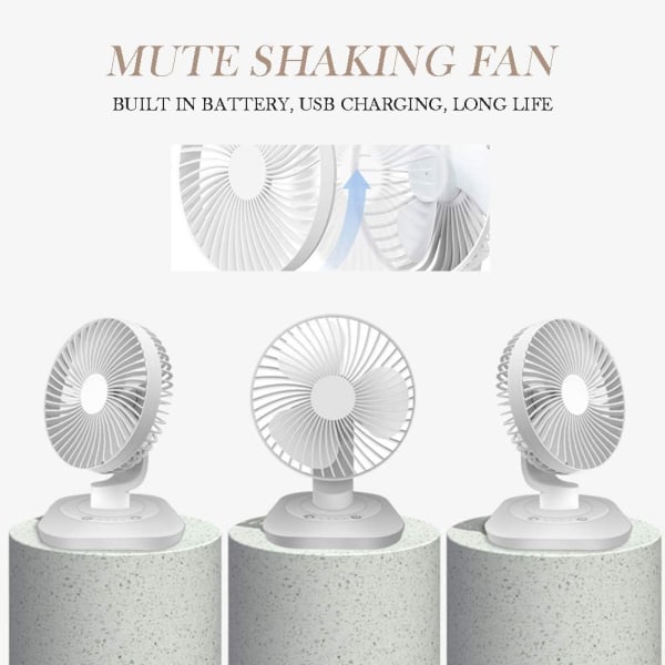 USB Rechargeable Quiet Mini Desk Fan 3 Adjustable Speeds Oscillating Table Fan 160° Rotation Cooling Fans