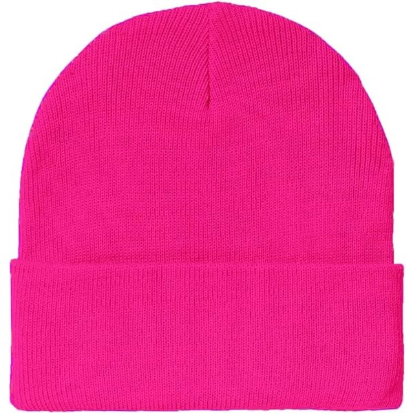 Dame Vinterhuer - Cuffed Beanie Huer med Smil Lap - Strikkede Akryl Slouchy Beanie Ski Hat Varm Hue