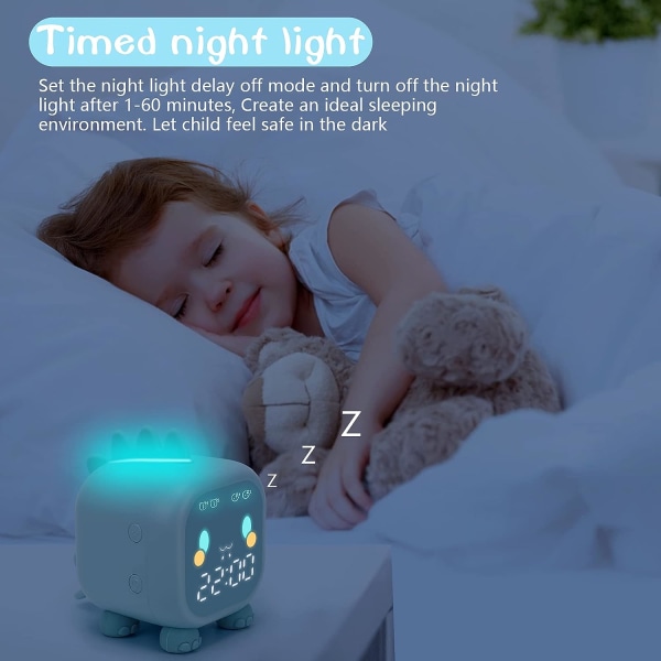 Kids Alarm Clock, Digital Alarm Clock for Kids Bedroom, Cute Dinosaur Alarm Clock Children's Sleep Trainer, Wake Up Light & Night