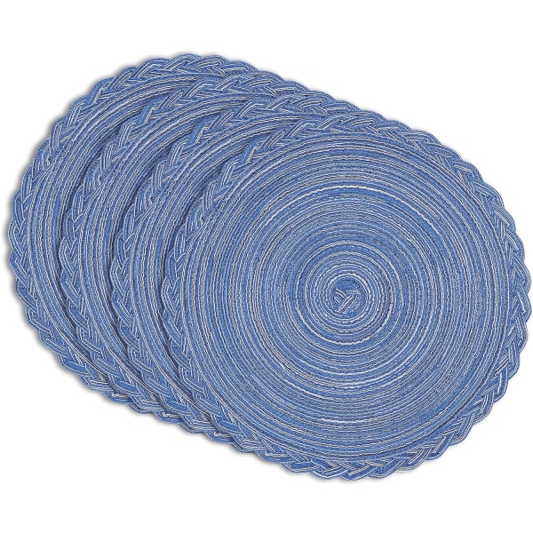 Runde vevde plassmatter, 4 stk, 14,8\" flettede vevde plassmatter, attraktive kjøkkeninnredningsplassmatter | Runde plassmatter som bordmatte, sett med 4