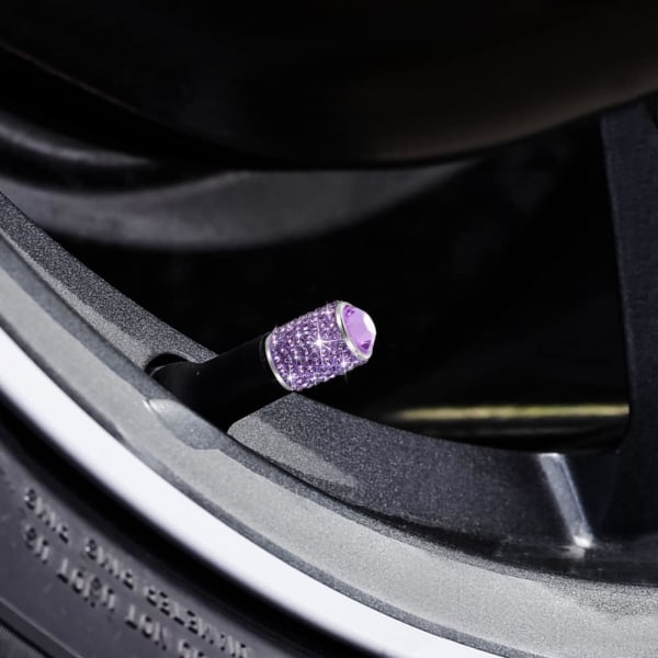 Bling-rengasventtiilin korkit, Crystal-rengaskorkit kiiltävät strassiuniversaalit auton pölytiiviit rengasventtiilin korkit autoon, maasturiin, moottoripyörään, polkupyörään, kuorma-autoon (violetti)