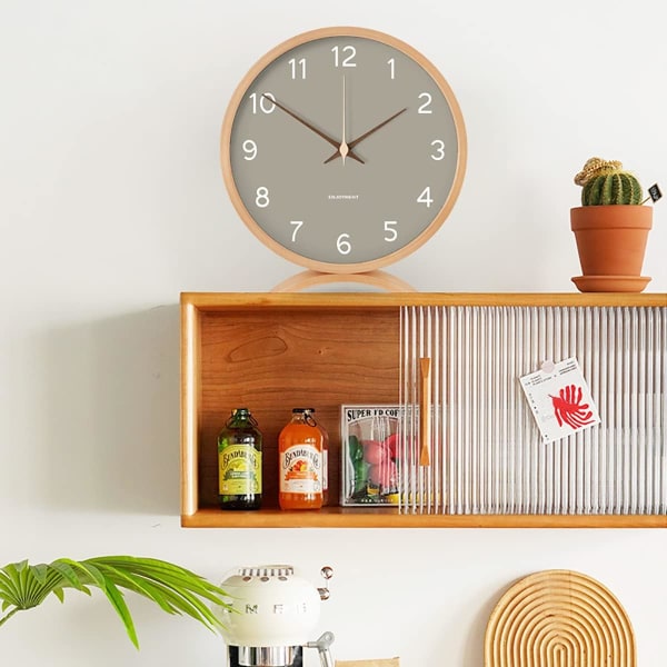 Table Clock - Silent Non-Ticking 8in Wooden Timepiece Desk Clock Perfect for Living Room Office Bedroom Decor