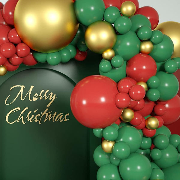 Juleballonger Girlander Buesett Tre 200PCS Rød Grønn Metallisk Gullhvit Lateksballong for X-Mas Festival Bursdag Selskapsfest Dekorasjoner