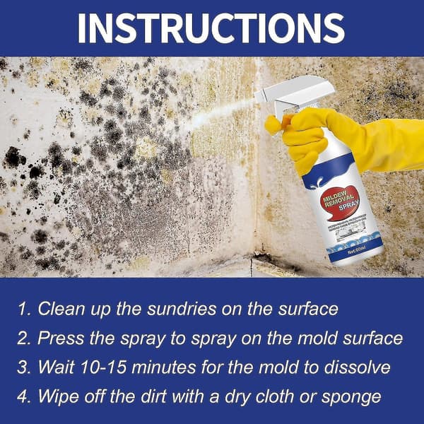 Spray for muggvask, Spray for muggfjerning, Avkalkningsspray for bad, Egnet for vegger, fliser, gulv, vasker, badekar og toaletter[D] 3Pcs
