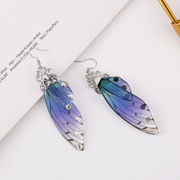 Heyone Butterfly Wing Drop Dangle Øredobber Gullbelagt Krystall Rhinestone for kvinner jenter bryllup Smykker