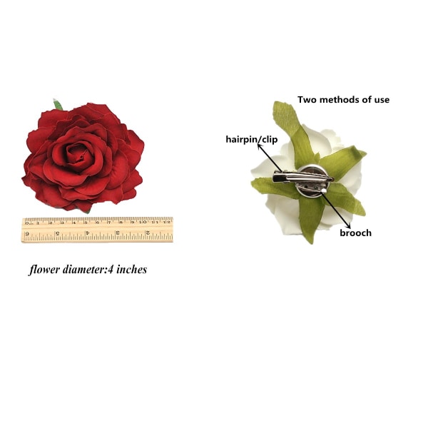 12ST Elegant Stor Rose Flower Hårklämmor Hårnålar Blommor Broscher Pin Boho Hårklämma Rose Hårtillbehör För Kvinnor Flickor Dam Brud